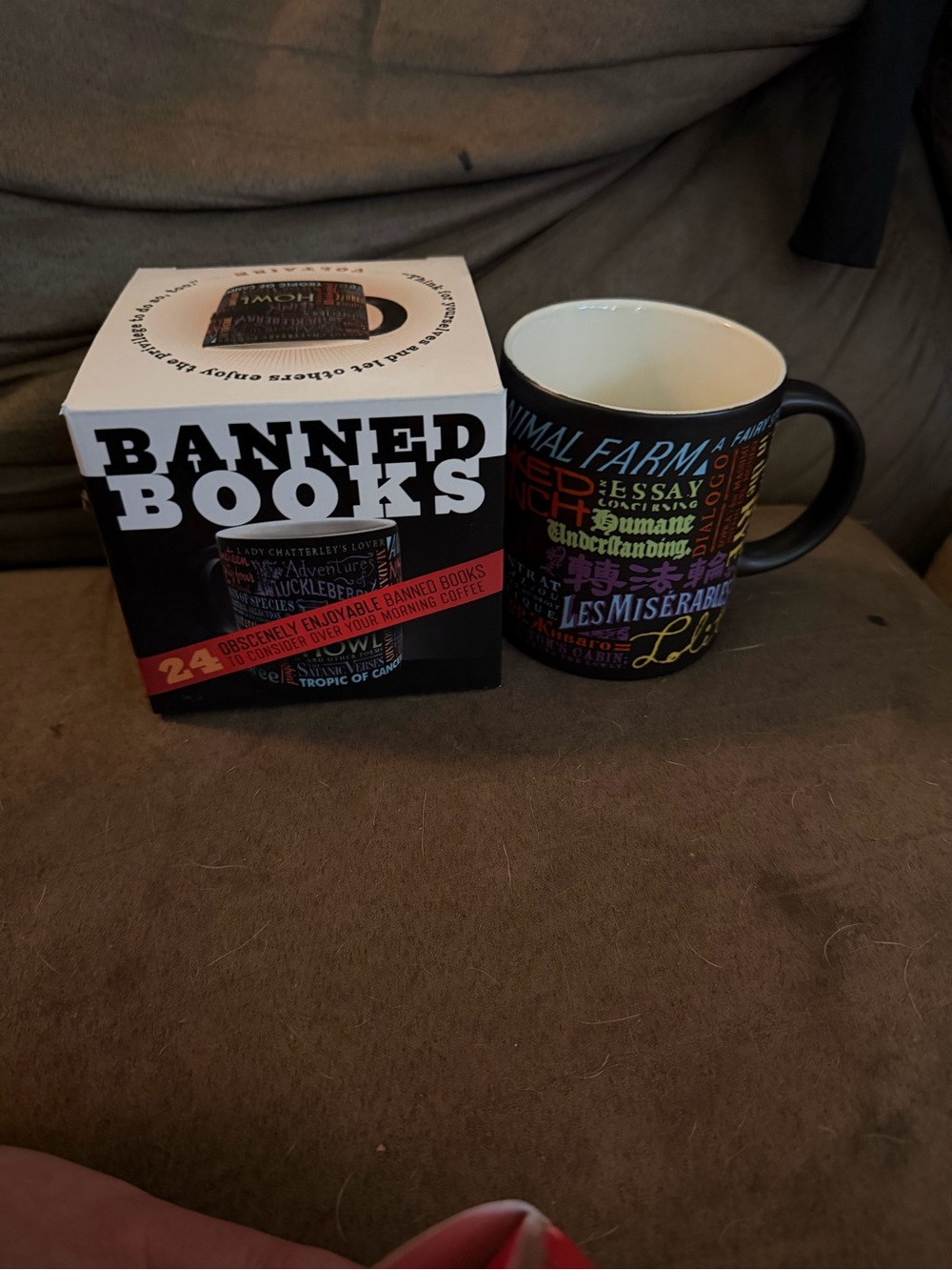 Banned Books Colorful Typography Ceramic Mug - Black by